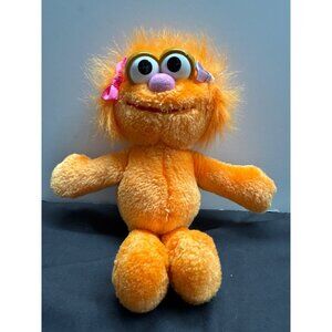 Vintage Tyco 1995 9” Plush Toy Orange Zoe  Doll With Pink Nose & Bow